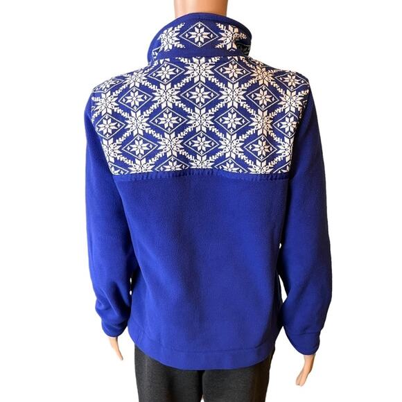 L.L. Bean Fleece Fair Isle Knit Full Zipper Jacket Small Vintage Soft Comfy Warm - Picture 2 of 4